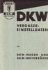 Reparaturanleitung DKW Vergaser Einstelldaten
