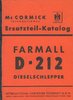 Ersatzteilkatalog IHC Farmall D 212 Dieselschlepper