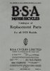 Ersatzteileliste  BSA  1 Zylinder Modelle1922-1925