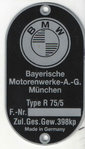 Typenschild BMW Typ  R75/5
